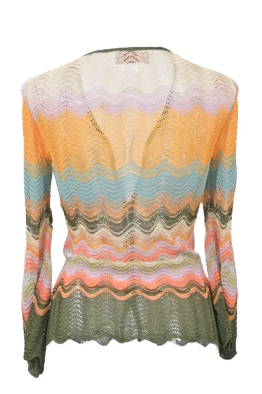 Orange viscose-blend wide-gauge wavy pointelle knit twin set with spaghetti strap tank top and cardigan
