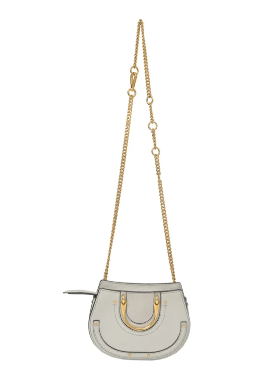 Pale blue leather Pixie convertible shoulder and belt bag with gold-finish metallic hardware