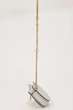 Pale blue leather Pixie convertible shoulder and belt bag with gold-finish metallic hardware