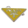 Palladium-plated silver and yellow enamel logo triangle-shaped Symbole clip-back single earring