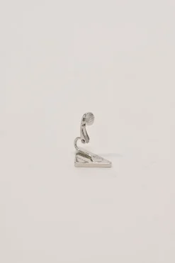 Palladium-plated silver and yellow enamel logo triangle-shaped Symbole clip-back single earring