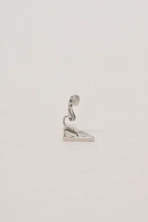 Palladium-plated silver and yellow enamel logo triangle-shaped Symbole clip-back single earring