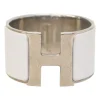 Palladium-plated sterling silver and white enamel Clic Clac H bracelet