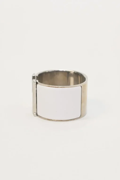 Palladium-plated sterling silver and white enamel Clic Clac H bracelet