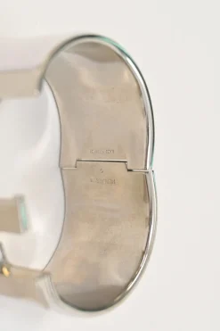 Palladium-plated sterling silver and white enamel Clic Clac H bracelet