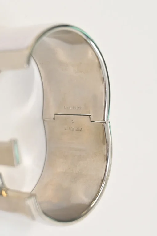 Palladium-plated sterling silver and white enamel Clic Clac H bracelet