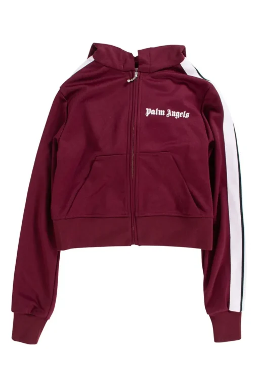 Palm Angels two piece set. Top is cropped zipped hoody top with front pocket.