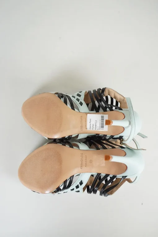 Pastel green and black cut out booties
