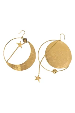 Paula's Ibiza antique gold-tone brass Ellipse sculpted earrings