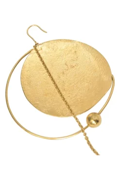 Paula's Ibiza antique gold-tone brass Ellipse sculpted earrings