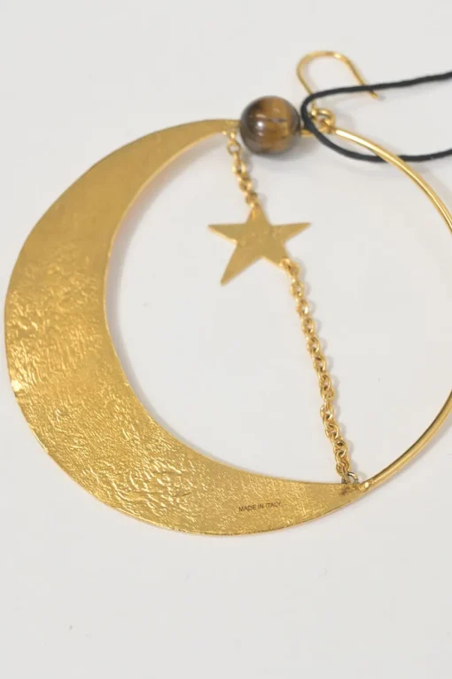 Paula's Ibiza antique gold-tone brass Ellipse sculpted earrings