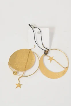 Paula's Ibiza antique gold-tone brass Ellipse sculpted earrings