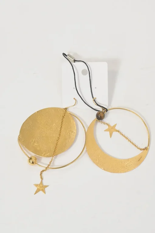 Paula's Ibiza antique gold-tone brass Ellipse sculpted earrings