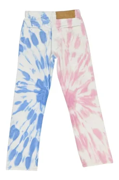 Paula's Ibiza blue and pink cotton denim tie-dye high-rise skinny jeans