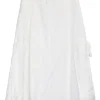 Paula's Ibiza ivory cotton-blend pull-on A-line midi dress