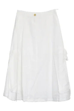 Paula's Ibiza ivory cotton-blend pull-on A-line midi dress