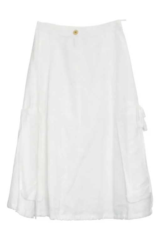 Paula's Ibiza ivory cotton-blend pull-on A-line midi dress
