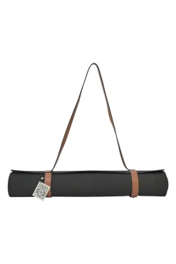 Paula's Ibiza 'The Combo' black micro fiber-covered rubber yoga mat featuring novelty parrot motif