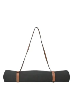 Paula's Ibiza 'The Combo' black micro fiber-covered rubber yoga mat featuring novelty parrot motif