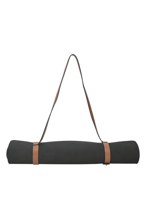 Paula's Ibiza 'The Combo' black micro fiber-covered rubber yoga mat featuring novelty parrot motif