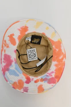 Paula's Ibiza tie-dye cotton canvas bucket hat with leather anagram patch