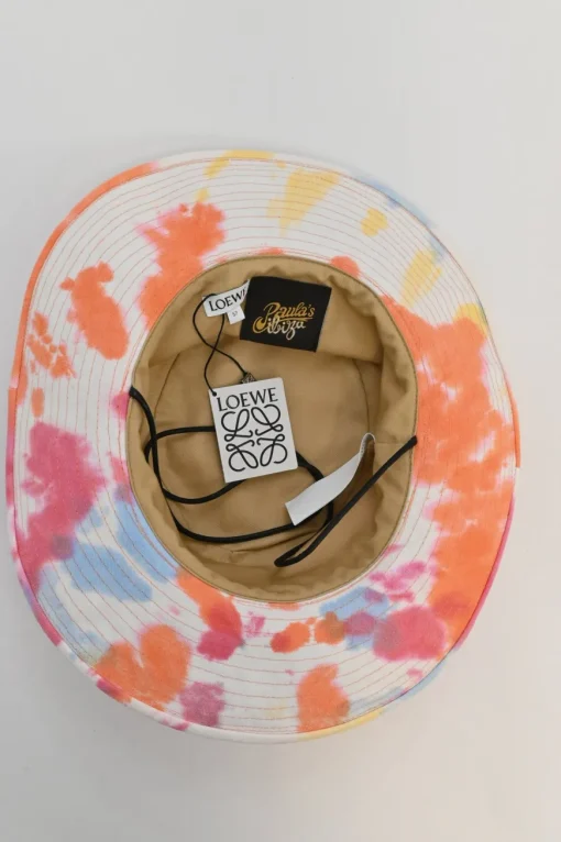 Paula's Ibiza tie-dye cotton canvas bucket hat with leather anagram patch