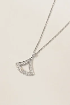 Pavé-set 1.15 CTTW diamonds on 18-Karat white gold Divas' Dream solitaire pendant necklace with lobster clasp closure