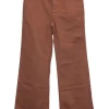 Peach cotton-blend twill pull-on high-rise kick flare pants