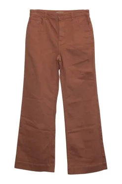 Peach cotton-blend twill pull-on high-rise kick flare pants