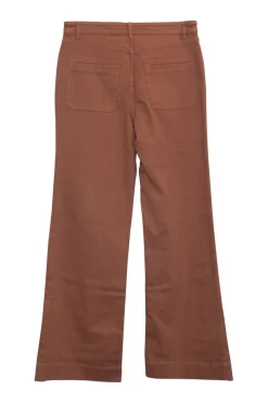 Peach cotton-blend twill pull-on high-rise kick flare pants