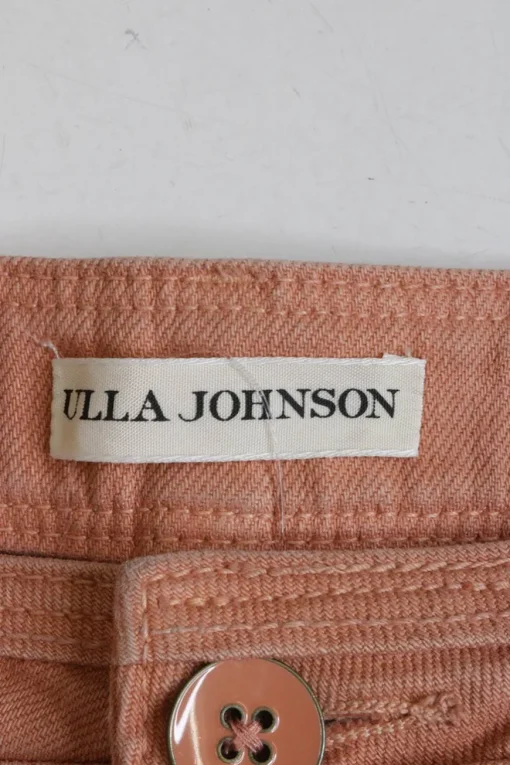 Peach cotton-blend twill pull-on high-rise kick flare pants