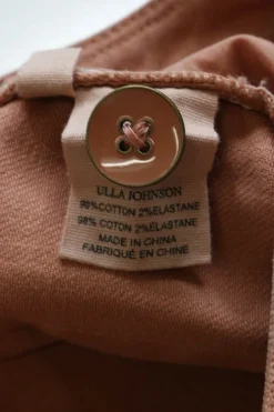 Peach cotton-blend twill pull-on high-rise kick flare pants