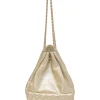 Pearl gold foiled matelassé lambskin drawstring In Seoul backpack with chainlink straps