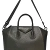 Pewter grained calfskin Antigona satchel with gunmetal hardware