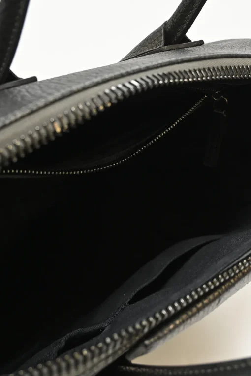 Pewter grained calfskin Antigona satchel with gunmetal hardware
