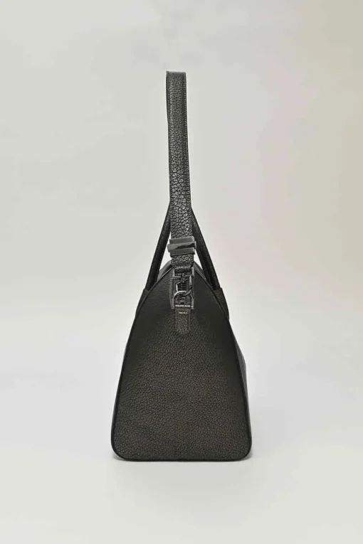 Pewter grained calfskin Antigona satchel with gunmetal hardware