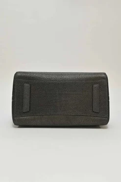 Pewter grained calfskin Antigona satchel with gunmetal hardware