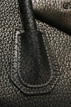 Pewter grained calfskin Antigona satchel with gunmetal hardware