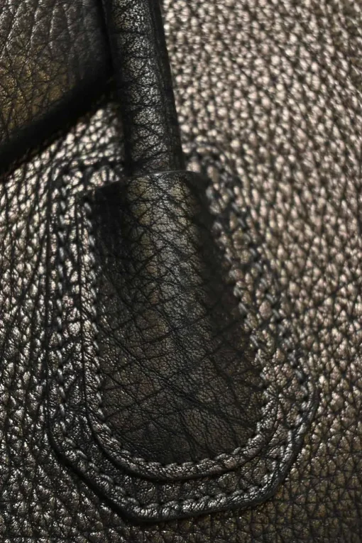 Pewter grained calfskin Antigona satchel with gunmetal hardware
