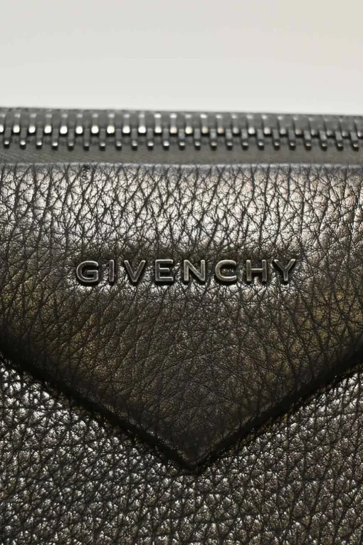 Pewter grained calfskin Antigona satchel with gunmetal hardware