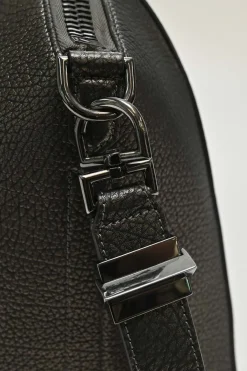 Pewter grained calfskin Antigona satchel with gunmetal hardware