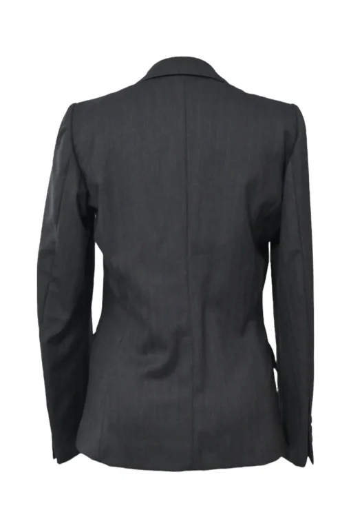 Pewter wool herringbone tweed single breasted notch lapel jacket and kick-flare tailored trouser suit set