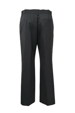 Pewter wool herringbone tweed single breasted notch lapel jacket and kick-flare tailored trouser suit set