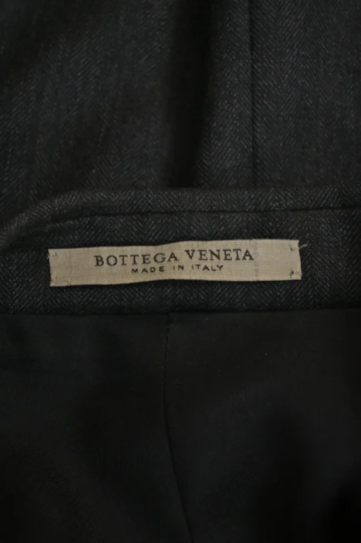 Pewter wool herringbone tweed single breasted notch lapel jacket and kick-flare tailored trouser suit set