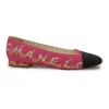 Pink and black logo jacquard and grosgrain chisel square-toe ballerinas