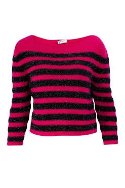 Pink and black shimmery knitted top