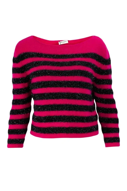Pink and black shimmery knitted top