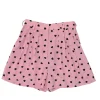 Pink and black silk heart print pull-on high-rise pleated wide-leg shorts