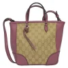 Pink and brown GG Supreme monogram canvas and leather Bree mini tote bag