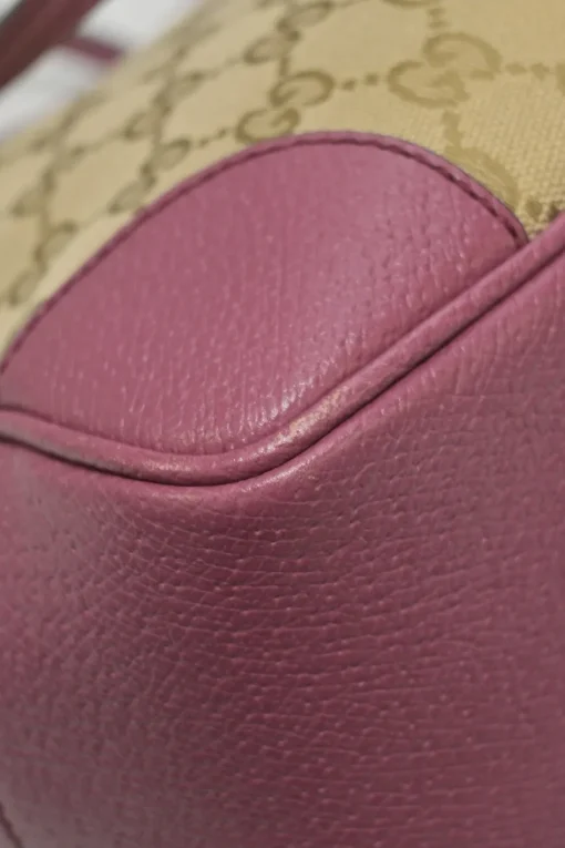 Pink and brown GG Supreme monogram canvas and leather Bree mini tote bag
